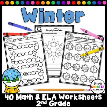 Preview of Winter Themed 2nd Grade Math and Literacy Worksheets and Activities