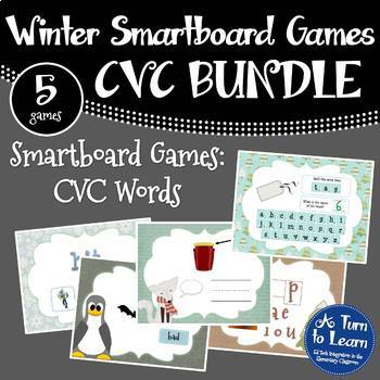 Preview of Winter Themed CVC Words BUNDLE of Smartboard/Promethean Games (5 games!)
