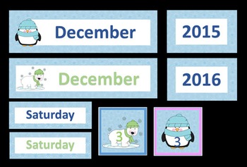 Winter Themed Calendar Printable by Virtual Class Decor | TpT