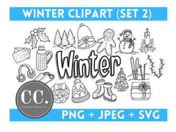 Preview of Winter Themed Clipart and Doodles (Set 2)