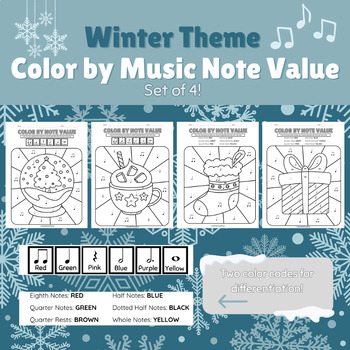 Preview of Winter Themed Color by Music Note Value