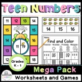 Teen Numbers 11 - 20 Worksheets and Math Center Games for 
