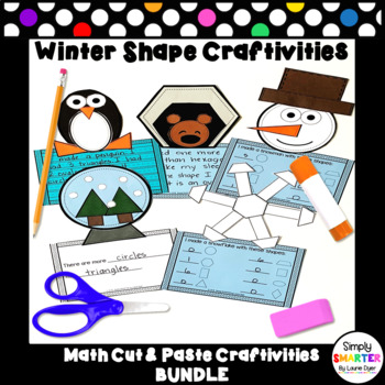 Preview of Winter Themed Cut and Paste Shape Math Craftivities Bundle