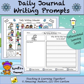 Winter Themed-Daily Journal-Writing Prompts by Amazing Authors | TPT