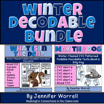 Preview of Winter-Themed Decodable Text Bundle: Mixed Phonics Skills PDF Foldable Readers