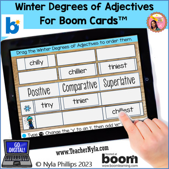 Preview of Winter Themed Degrees of Adjectives Activity for Boom Cards™