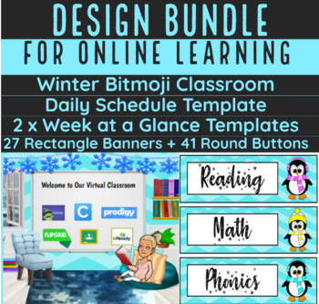 Preview of Winter Themed Design Bundle for Canvas, Google Sites + More