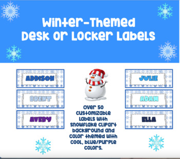 Preview of Winter-Themed Desk or Locker LABELS