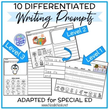 Preview of Winter Themed Differentiated Writing (Adapted for Special Ed) Journal Prompts