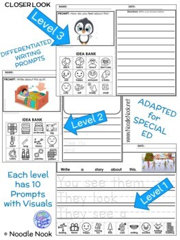Space Differentiated Leveled Journal Writing for Special Education / A –  Breezy Special Ed