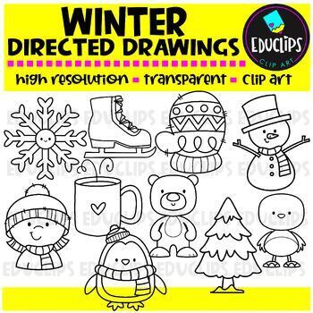 Winter Themed Directed Drawings | Step-by-Step CLIPART {Educlips Clipart}