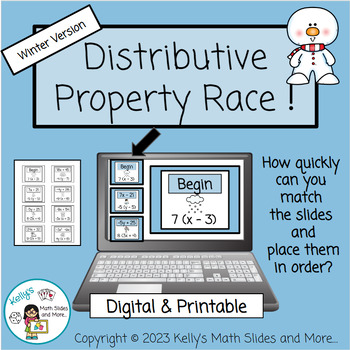 Preview of Winter-Themed Distributive Property Race/ Math Activity - Digital & Printable