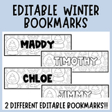 Winter Themed Editable Student Bookmarks | Reading | Color