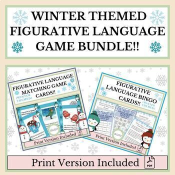 Preview of Winter Themed Figurative Language Game Card Bundle!!!