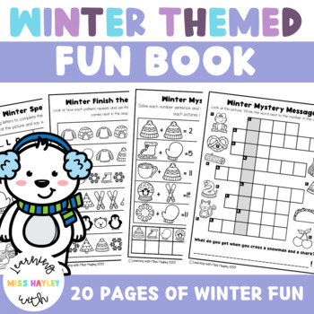 Preview of Winter Themed Fun Book NO PREP Activities Math and Literacy Worksheet Pack
