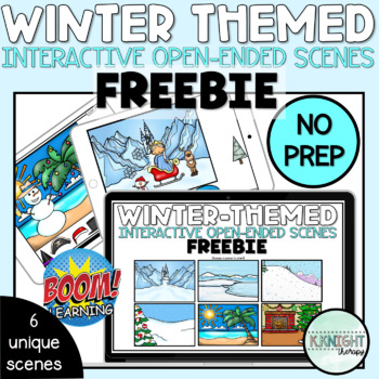 Preview of Winter Themed Interactive Open Ended Scenes for Speech Therapy | BOOM Cards