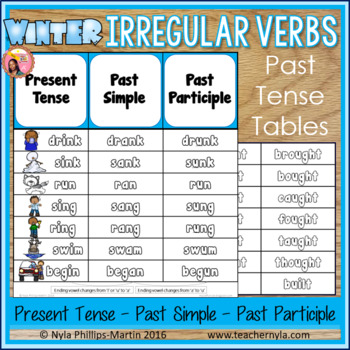 Winter Themed Irregular Verbs Past Tense Tables