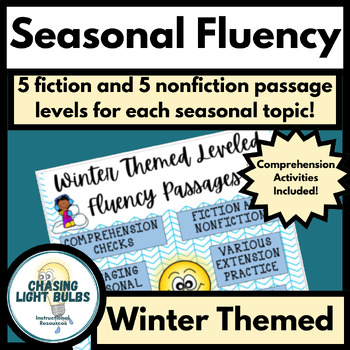 Preview of Winter Themed Leveled Reading Fluency Passages for December, January, & February