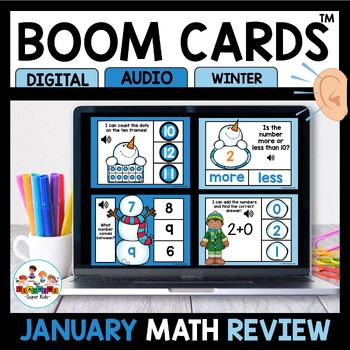 Preview of Winter Themed Math Boom Cards for Kindergarten