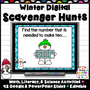 Preview of Winter Themed Math, Literacy, and Science DIGITAL Scavenger Hunts