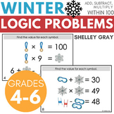 Winter-Themed Math Logic Problems, Puzzles Addition Subtra
