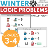 Winter-Themed Math Logic Problems, Puzzles for Addition & 