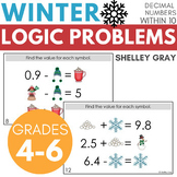 Winter-Themed Math Logic Problems, Puzzles for Decimal Num