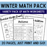 Winter Math Variety Worksheets | independent follow up + l