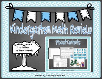 Preview of Winter Themed Math Review (shapes, graphing, counting, number order, and adding