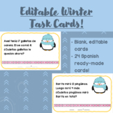 Winter Themed Math Task Cards - Editable! (includes 24 Spa