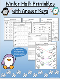 Winter Themed Math Worksheets with Answer Keys (Grades 2-3