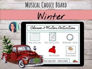 Preview of Winter Themed Musical Choice Board | 6 Activities