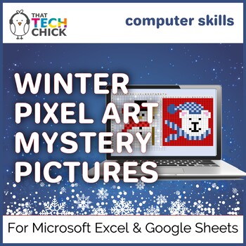 Preview of Winter Themed Mystery Pictures for Excel and Google Sheets