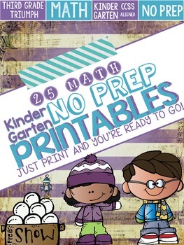 Preview of Winter Themed No Prep Kindergarten Math Printables