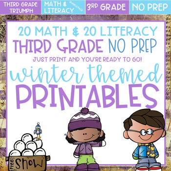 Preview of Winter Themed No Prep Printables Bundle Pack - Literacy and Math
