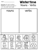 Winter Themed: Nouns and Verbs Picture Sort (with words)
