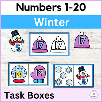 Preview of Winter Number 1-20 Math Matching Task Boxes,  PreK Special Education