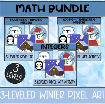 Preview of Winter Themed Pixel Art BUNDLE for Middle School Math