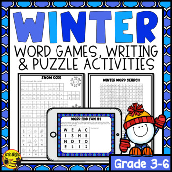 Preview of Winter Activities | Word Games Puzzles and Writing Prompts | Paper and Digital