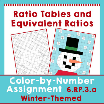 Preview of Winter Themed Ratio Tables Equivalent Ratios Color by Number Practice Assignment