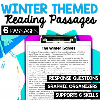 Preview of December Reading Passages: Winter Themed Passages And Comprehension Activities