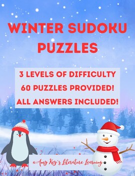 Preview of Winter-Themed Sudoku Giant Puzzle Packet for Middle and High School 3 Levels