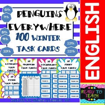 Preview of Winter Themed Task Cards- 100 Task Cards for Elementary Students