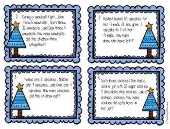 Math Task Cards - Winter - Word Problems, Place Value, Number Patterns, etc