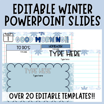 Preview of Winter Themed Templates for Power Point: Morning Slides | December | January