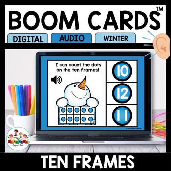 Preview of Winter Themed Ten Frame Digital Task Cards Boom