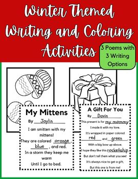 Preview of Winter Themed Writing and Coloring Activities