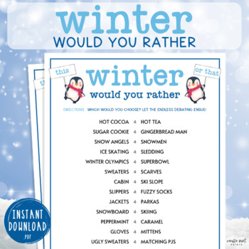 Winter This or That Activity | Seasonal Brain Break Game | Snow Would ...