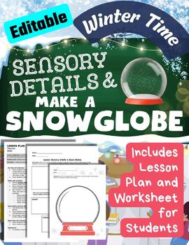 Preview of Winter Time Snow Globe Sensory Details Snowglobe Middle School ELA Lesson Plan