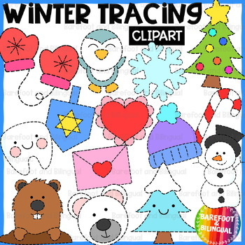 Preview of Winter Tracing Clipart - Simple Winter Clipart for Tracing Activities